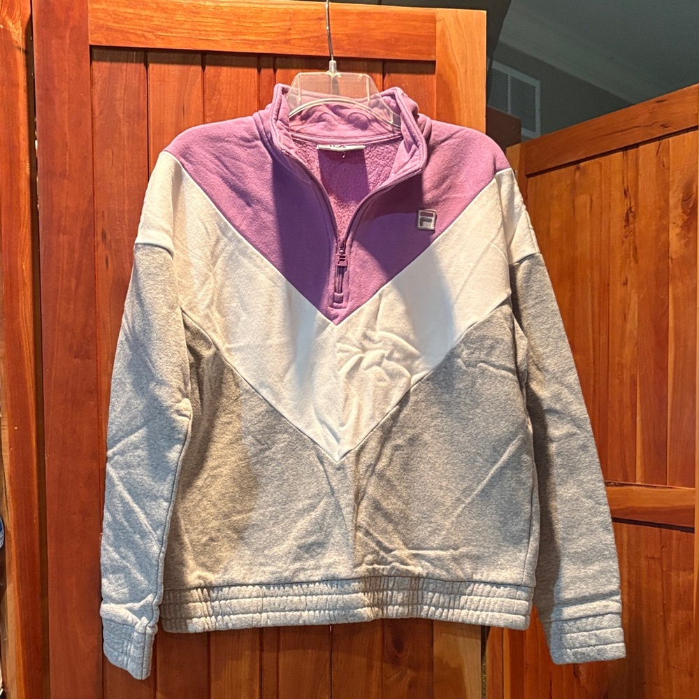 Fila Purple and White Quarter-Zip Pullover